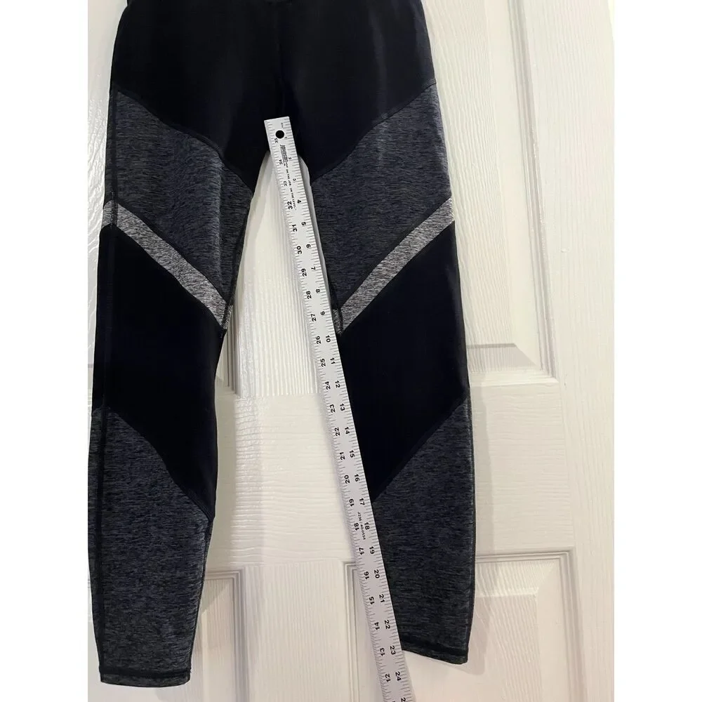 Alo Yoga Sheila Alosoft 7/8 Leggings Size Small Black Gray Activewear Pilates